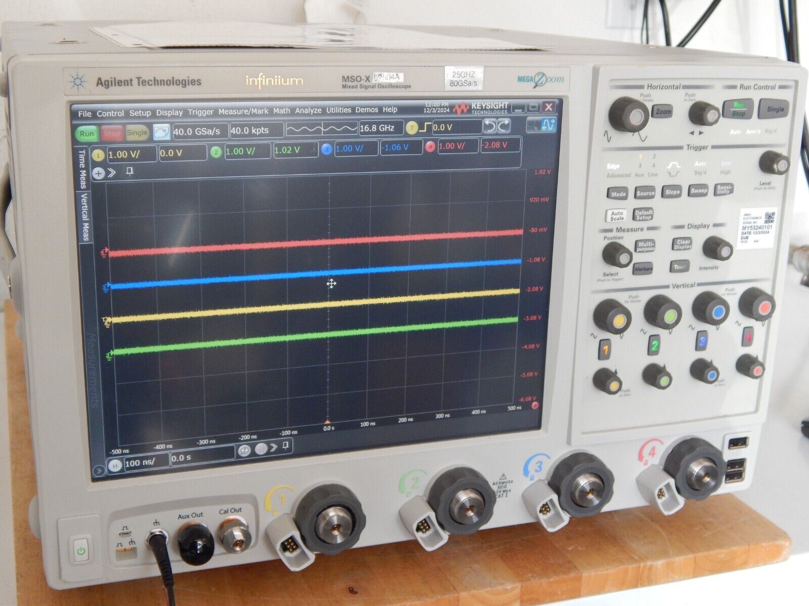 Keysight Infiniium MSOX92504A 25GHz Mixed Signal Oscilloscope Z540 cal 12/2024 Keysight Infiniium MSOX92504A 25GHz Mixed Signal Oscilloscope Z540 cal 12/2024